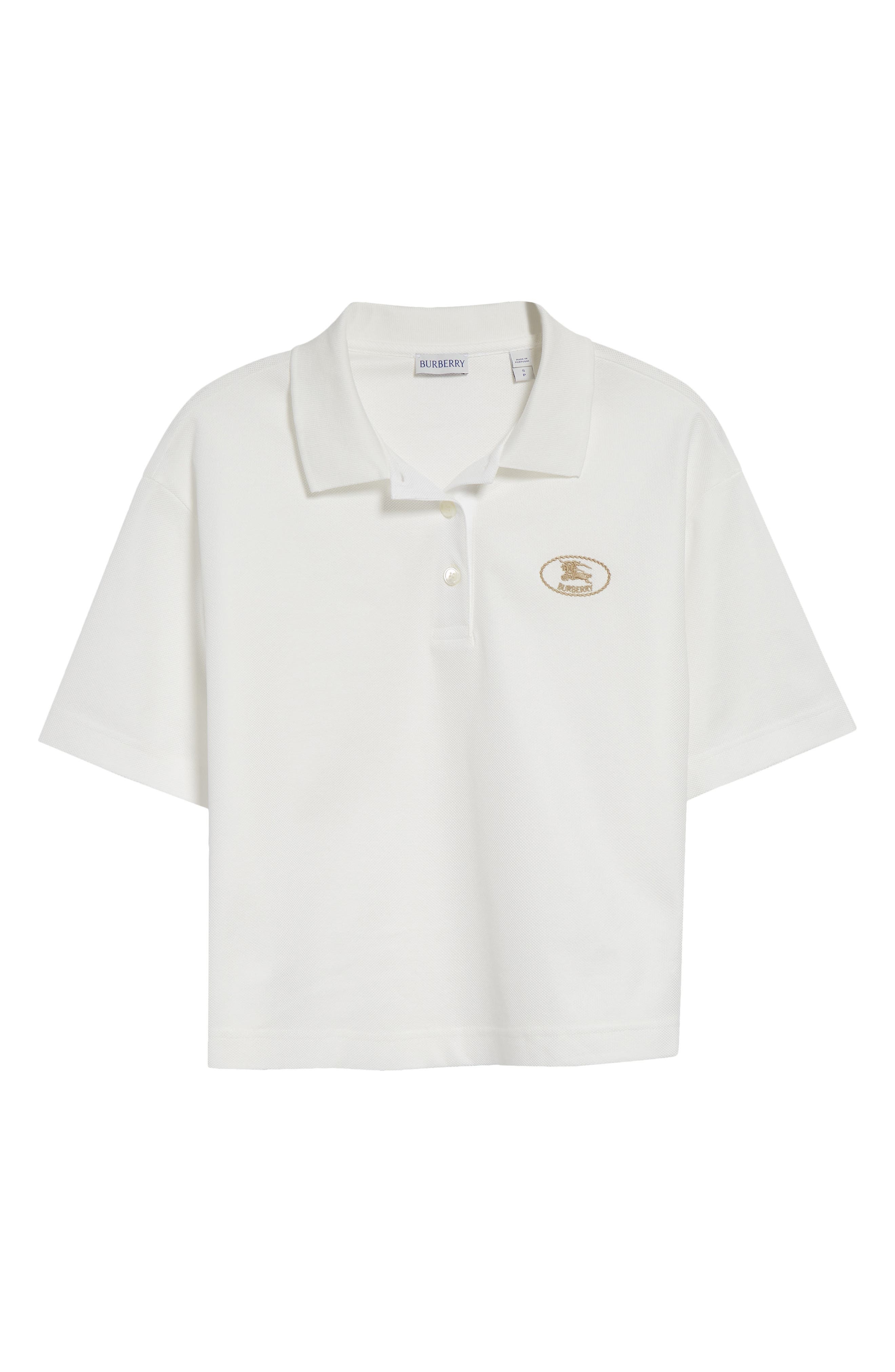 burberry EKD Stamp Crop Cotton Piqué Polo in Chalk at Nordstrom - 5