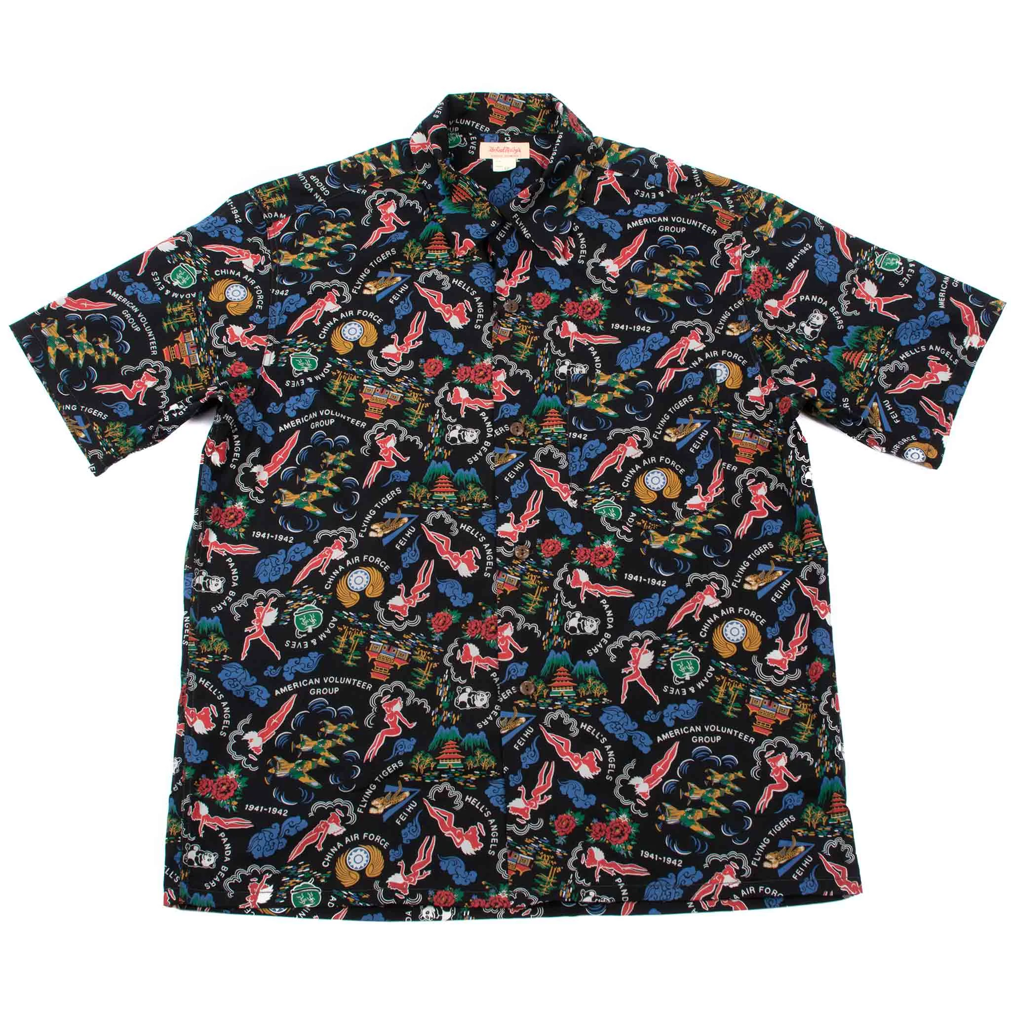MS21002 Cotton Hawaiian Shirt / Flying Tigers Black - 1
