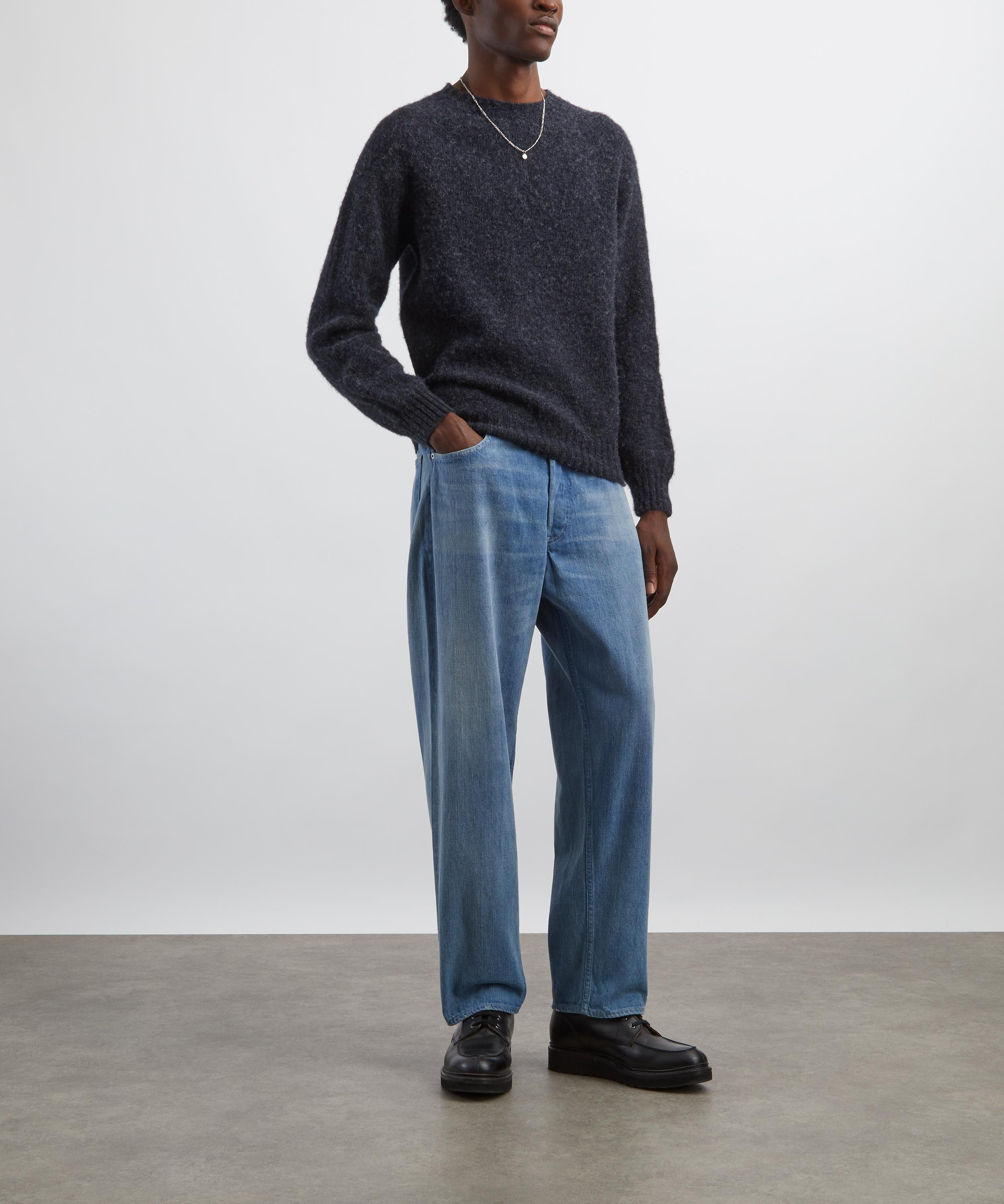 Charcoal Brushed Shetland Crew Neck Jumper - 2