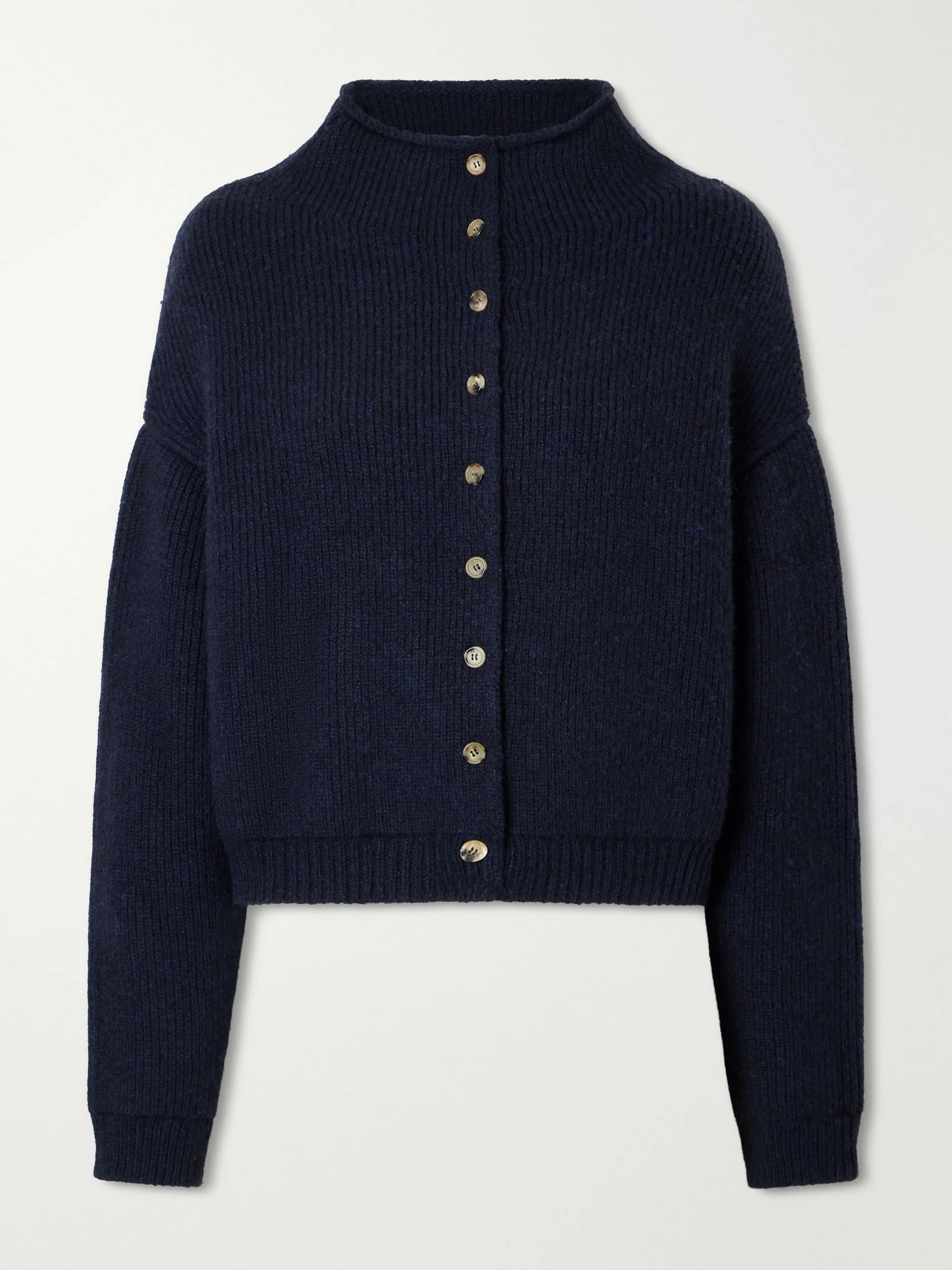 Marjorie high-neck cashmere cardigan Navy - 1