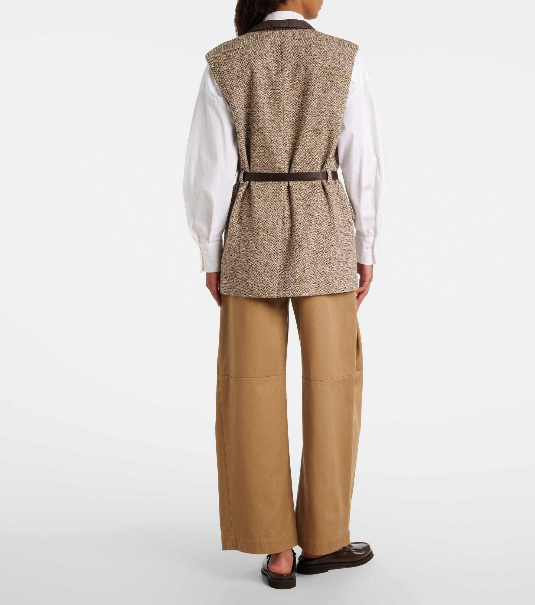 Belted wool and silk-blend vest - 3