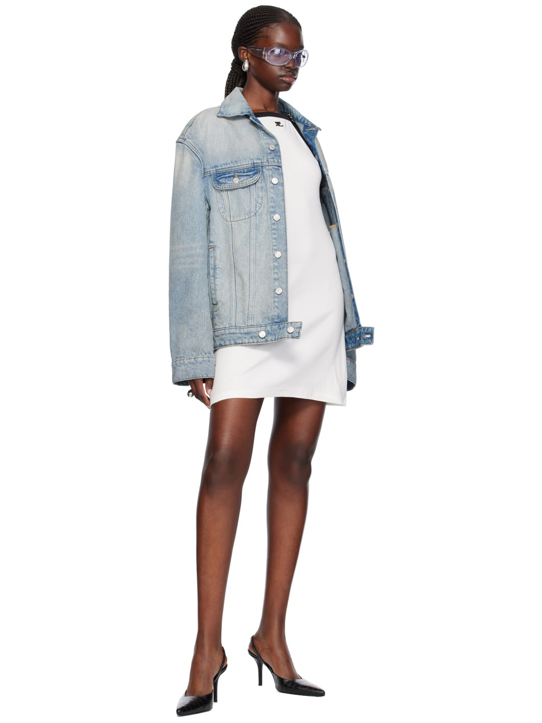 White Pin-Buckle Minidress - 4
