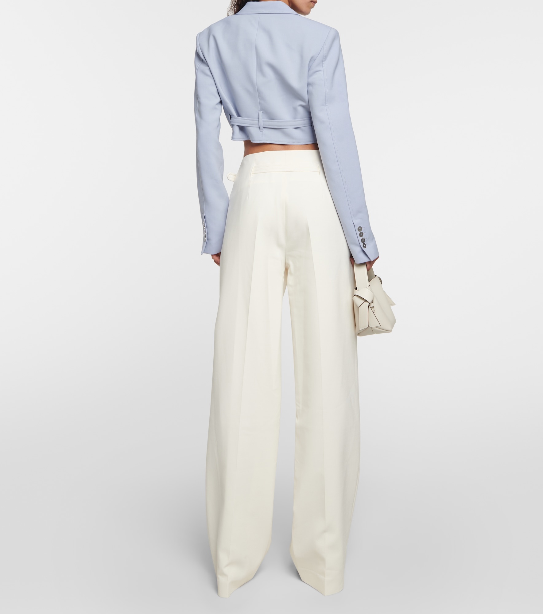 Cropped wool-blend blazer - 3