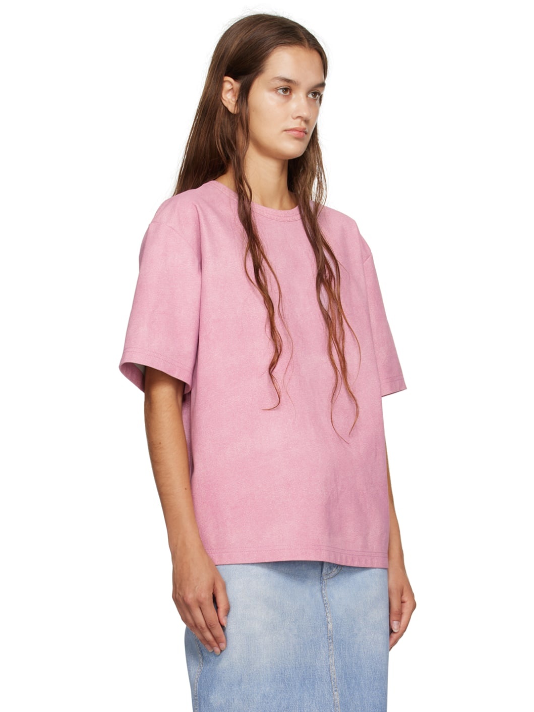 Pink Printed Leather T-Shirt - 2