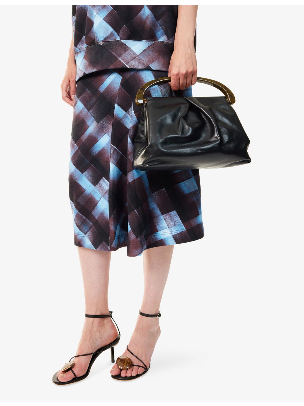 Pleated Leather Top Handle Bag - 3