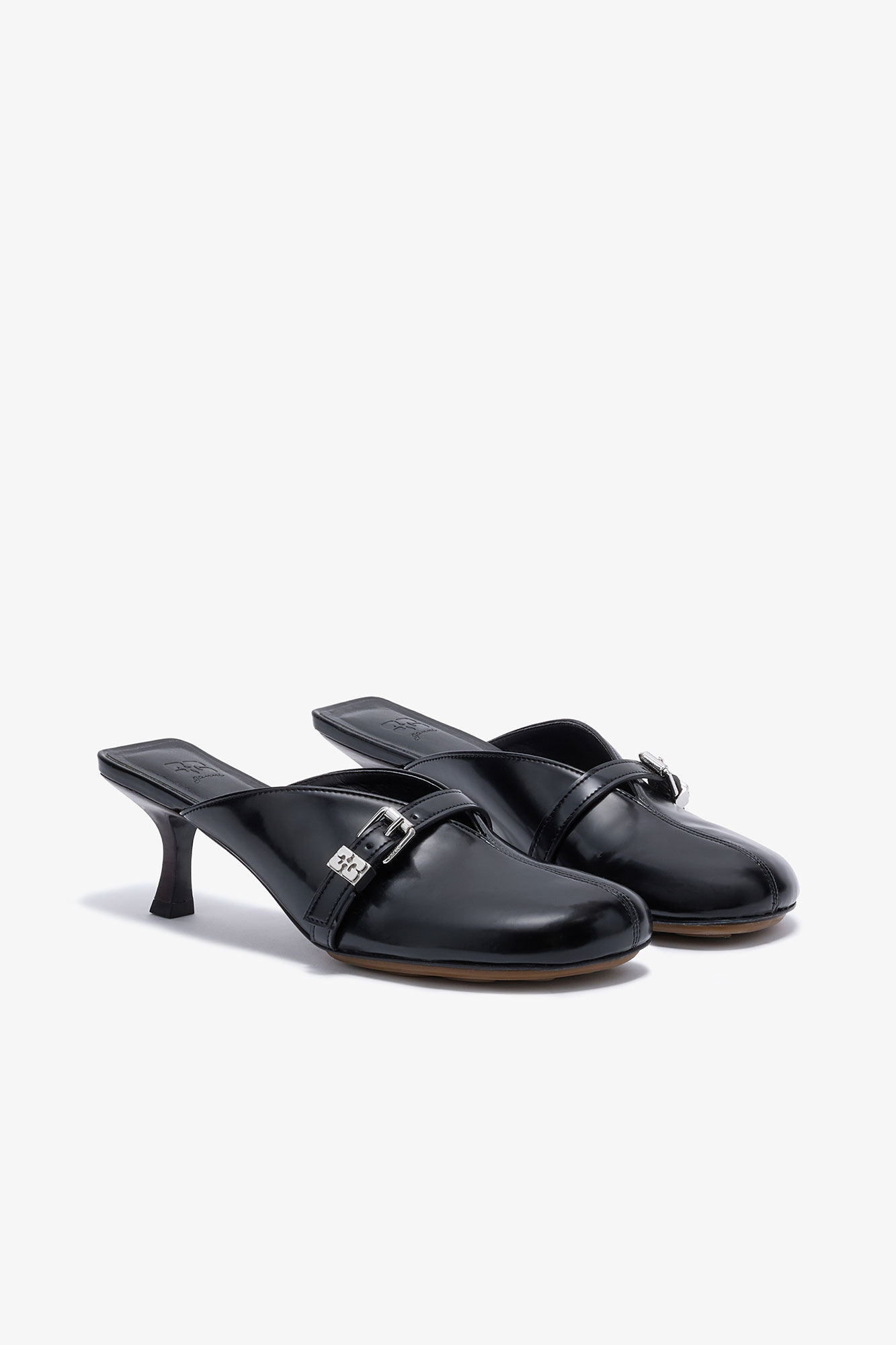 BLACK HEELED SUE MULES - 2