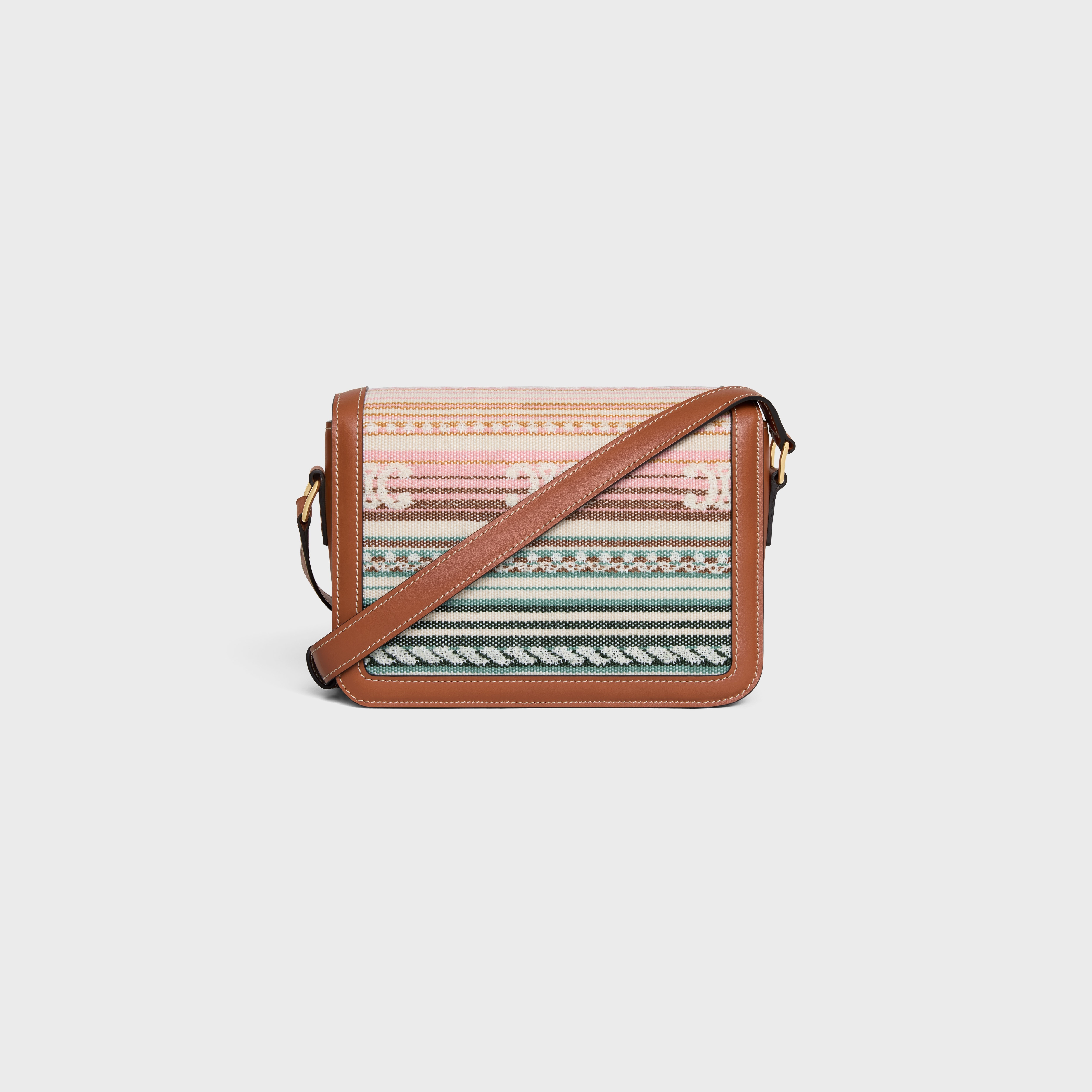 TEEN TRIOMPHE BAG IN STRIPED TEXTILE AND CALFSKIN - 3
