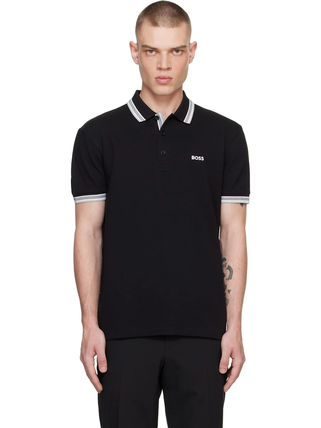 Black Contrast Logo Polo - 1