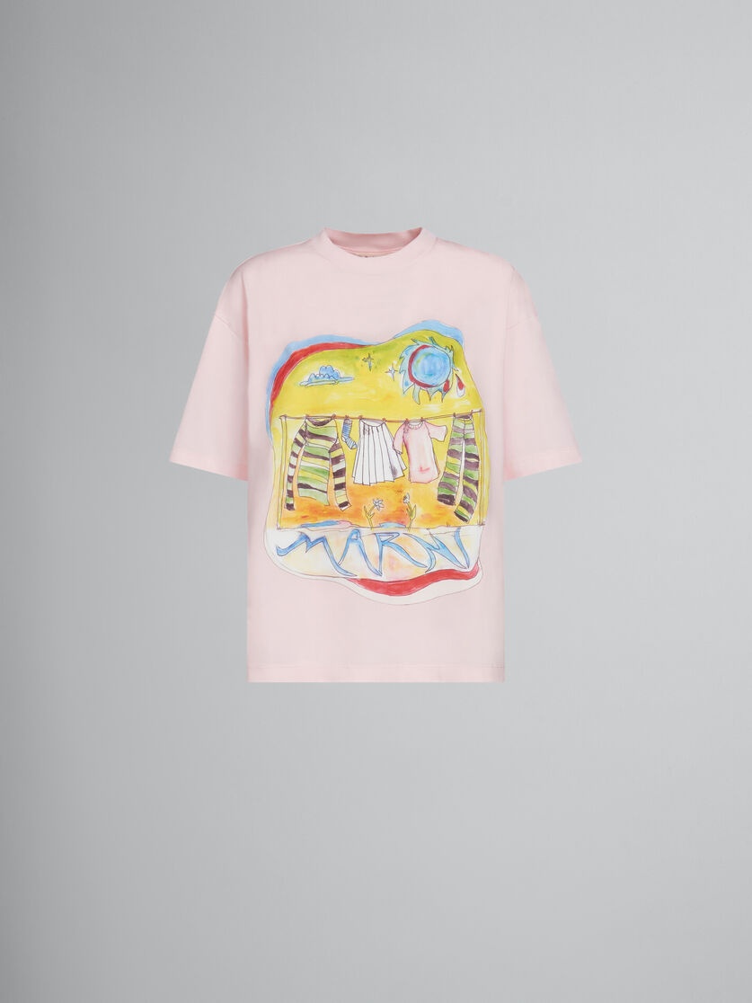PINK T-SHIRT WITH SUN DRY PRINT - 1