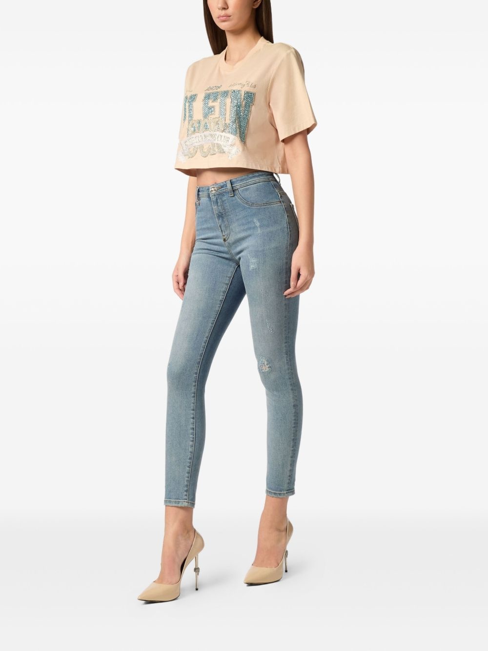Vintage-print cropped T-shirt - 2