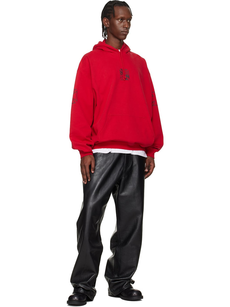 VETEMENTS Red Tripple Biker Cross Logo Hoodie outlook