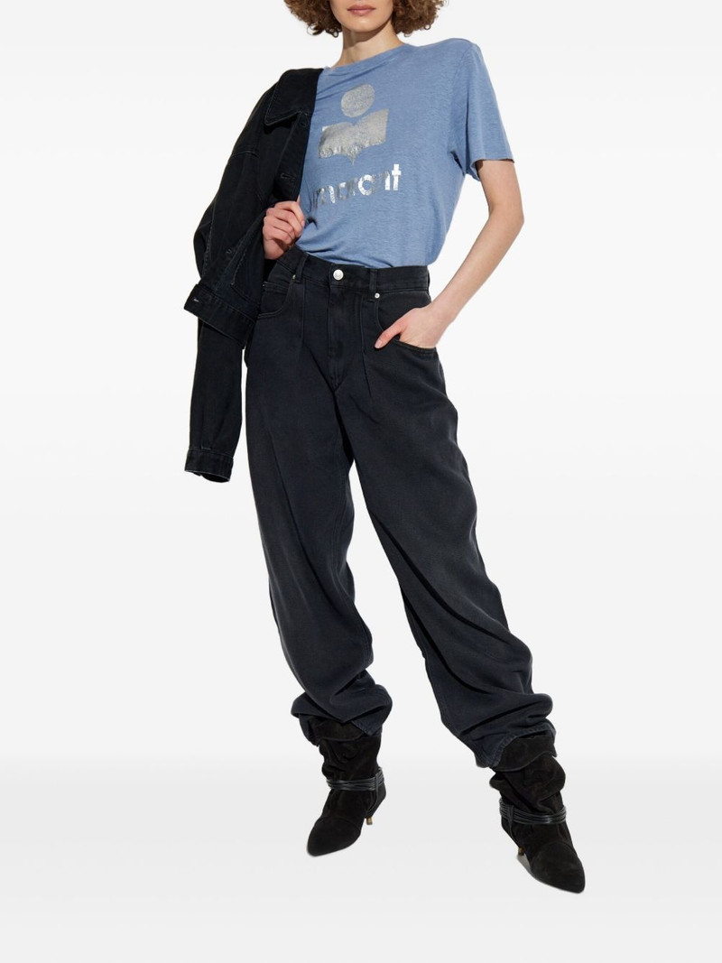 Isabel Marant Étoile metallic-logo linen t-shirt outlook