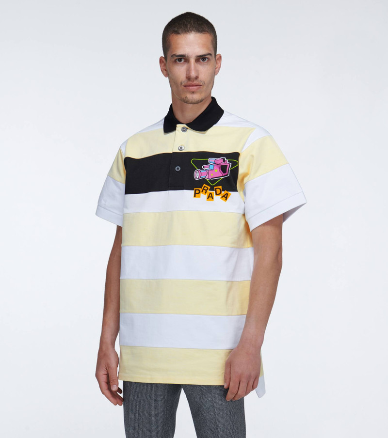 Camera printed striped polo shirt 3
