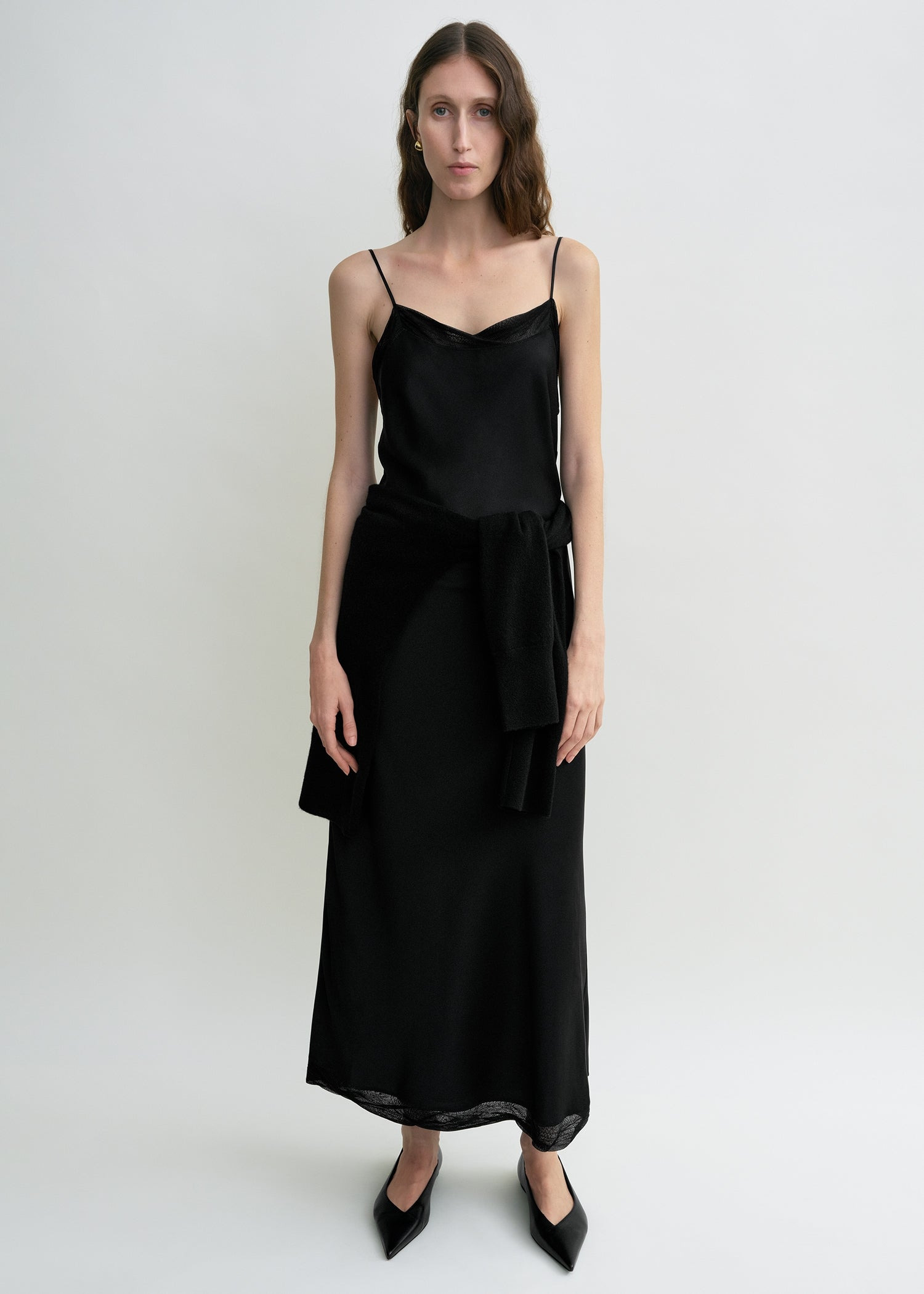 Satin slip dress black - 4