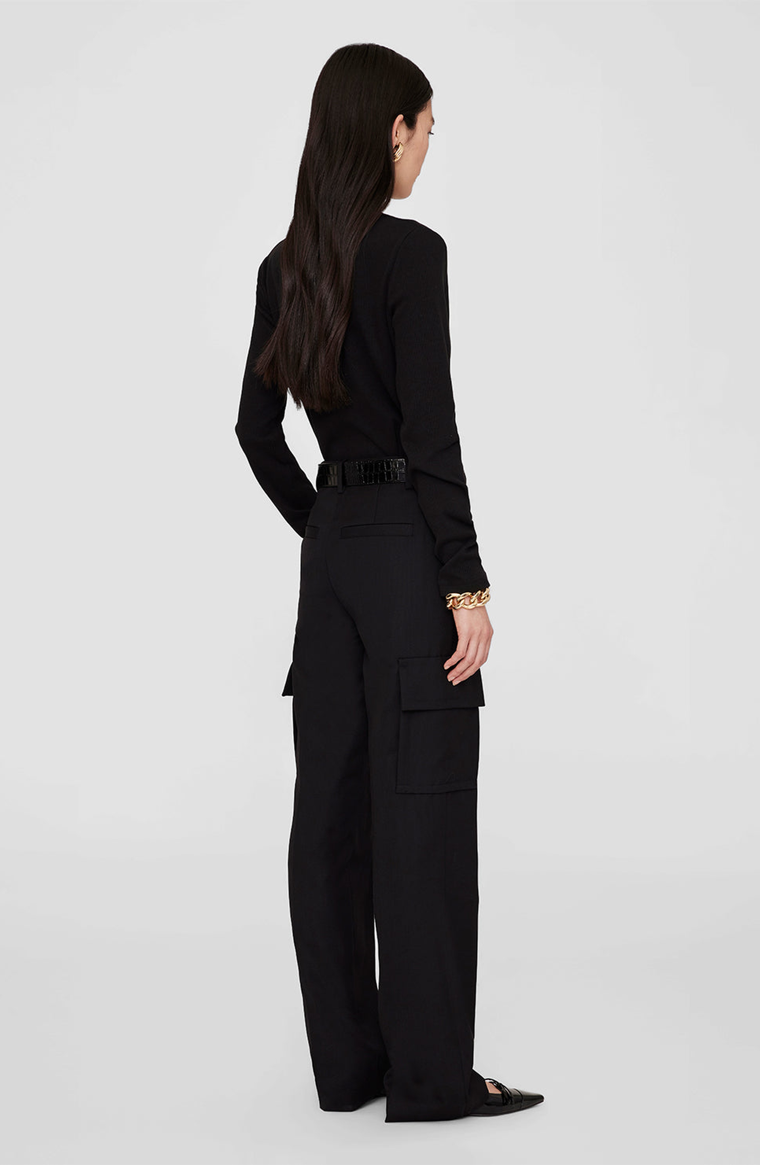 ANINE BING Alessia Long Sleeve Tee in Black at Nordstrom - 2