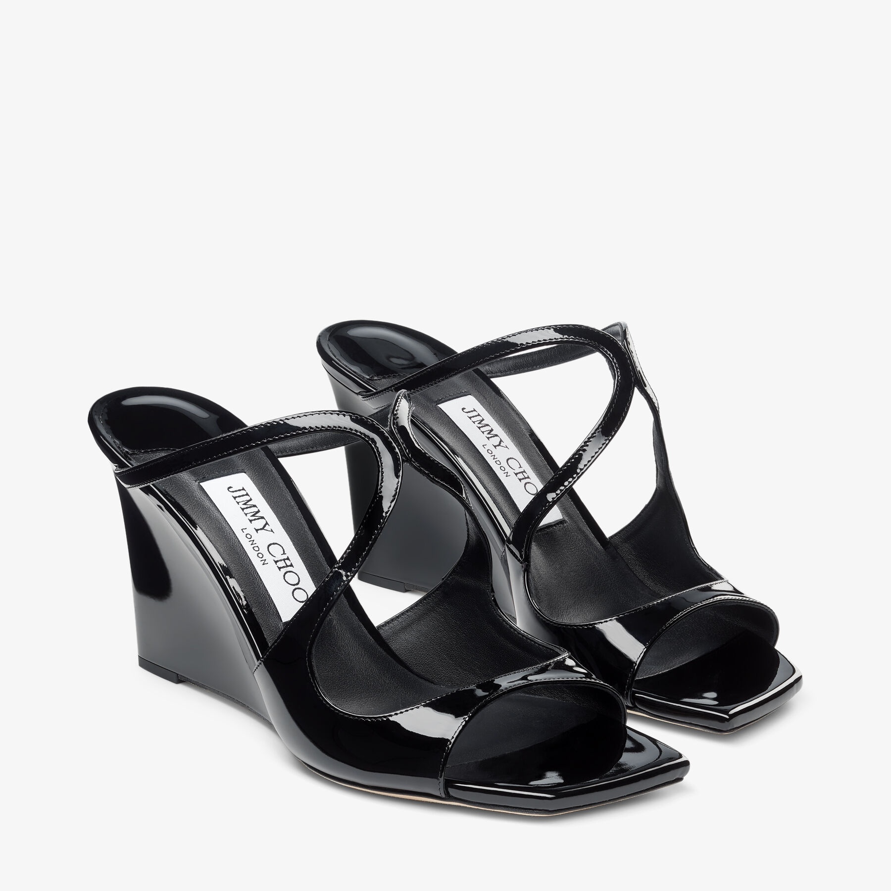 Anise Wedge 85
Black Patent Leather Wedge Mules - 2
