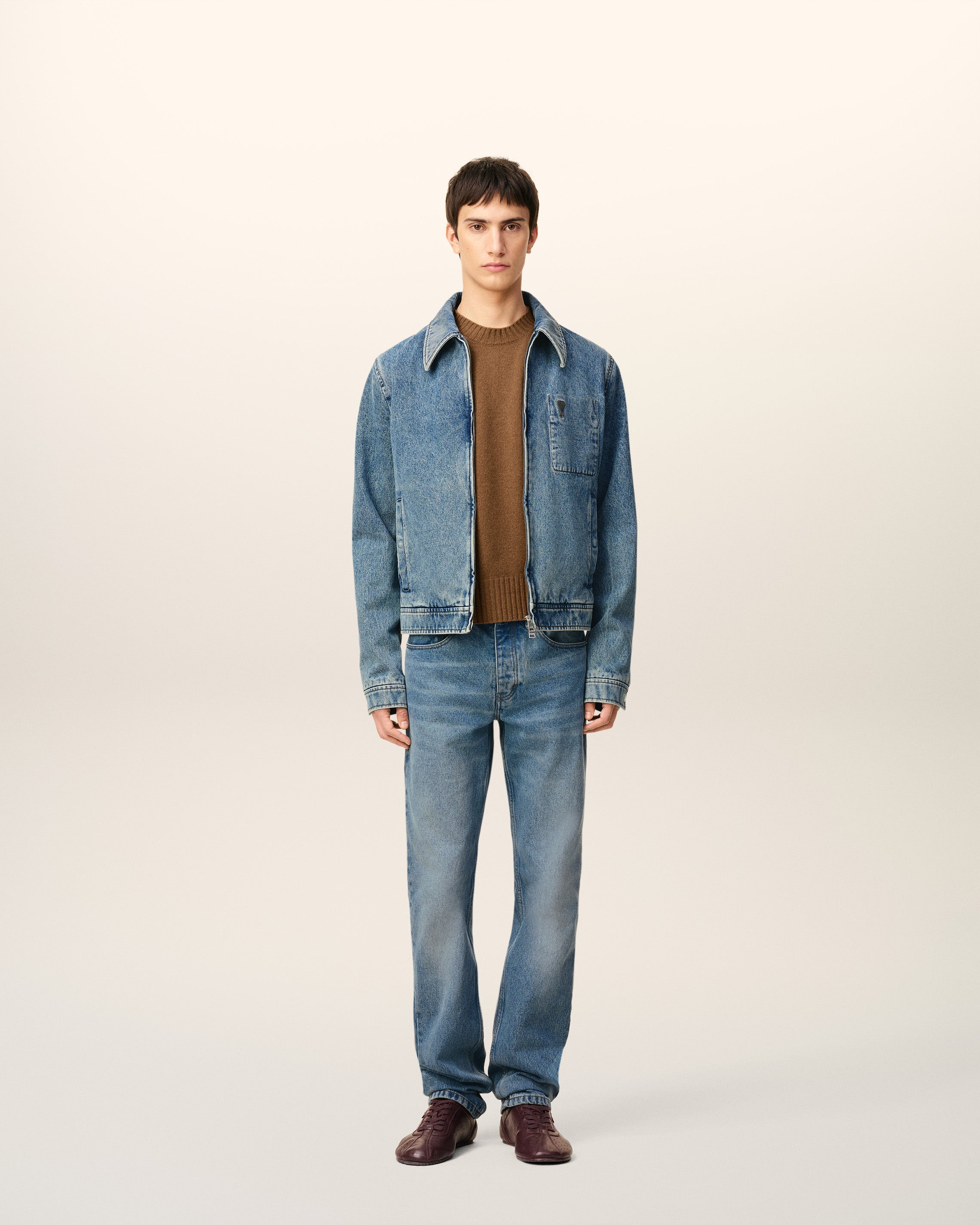 BLUE COTTON AMI DE COEUR ZIPPED JACKET - 2