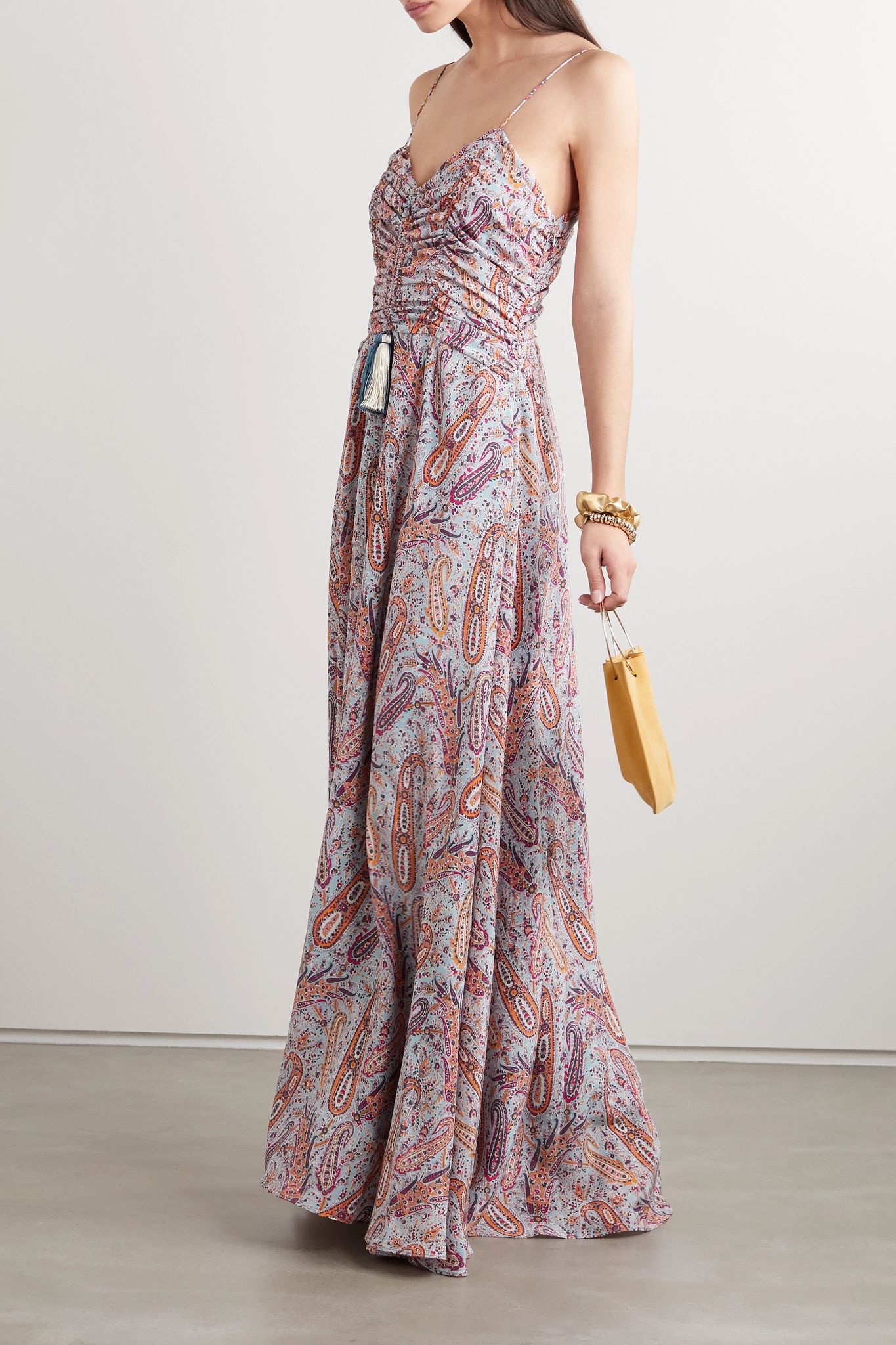 Tasseled paisley-print silk crepe de chine maxi dress  - 2