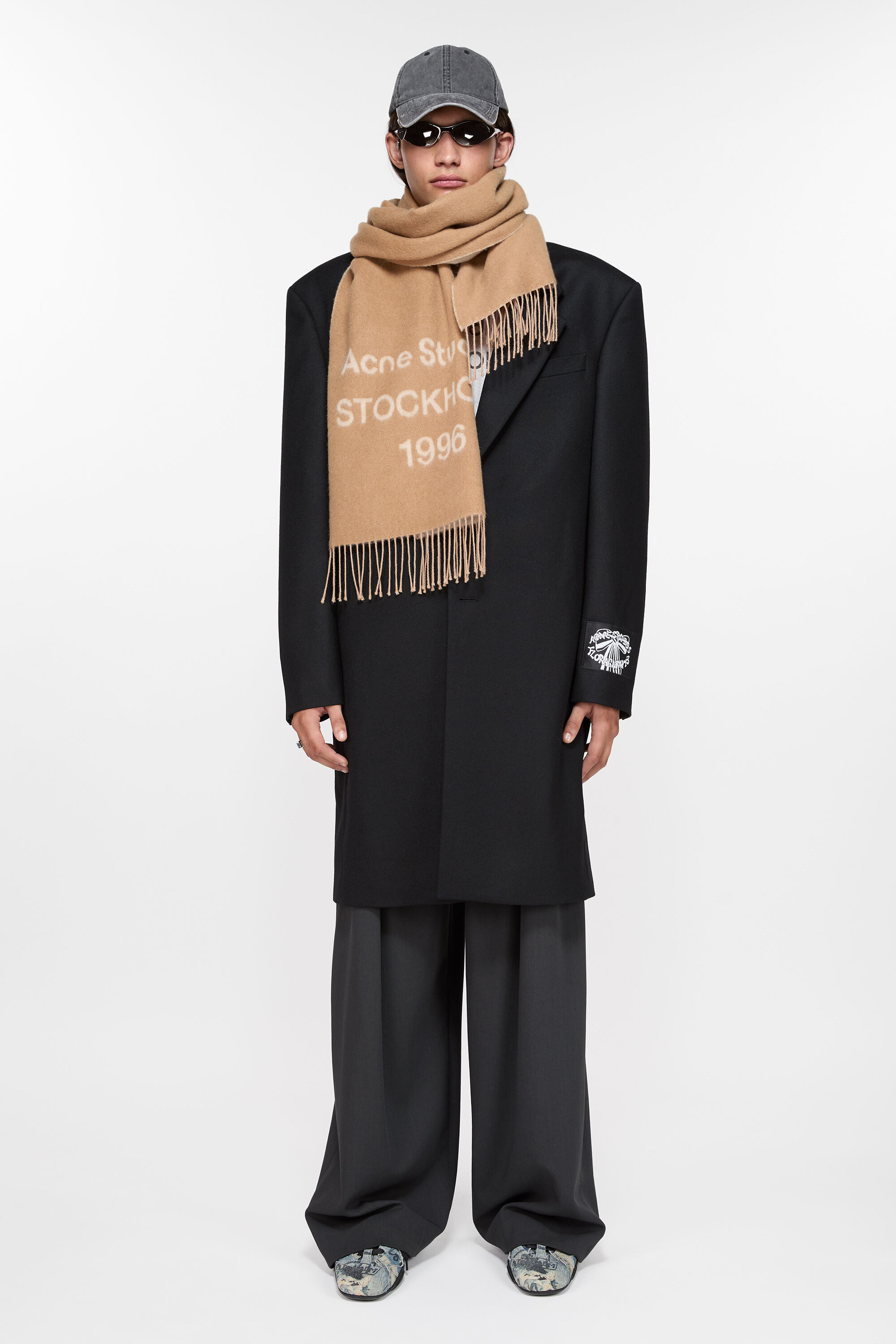 Logo jacquard scarf - Camel/ecru - 3