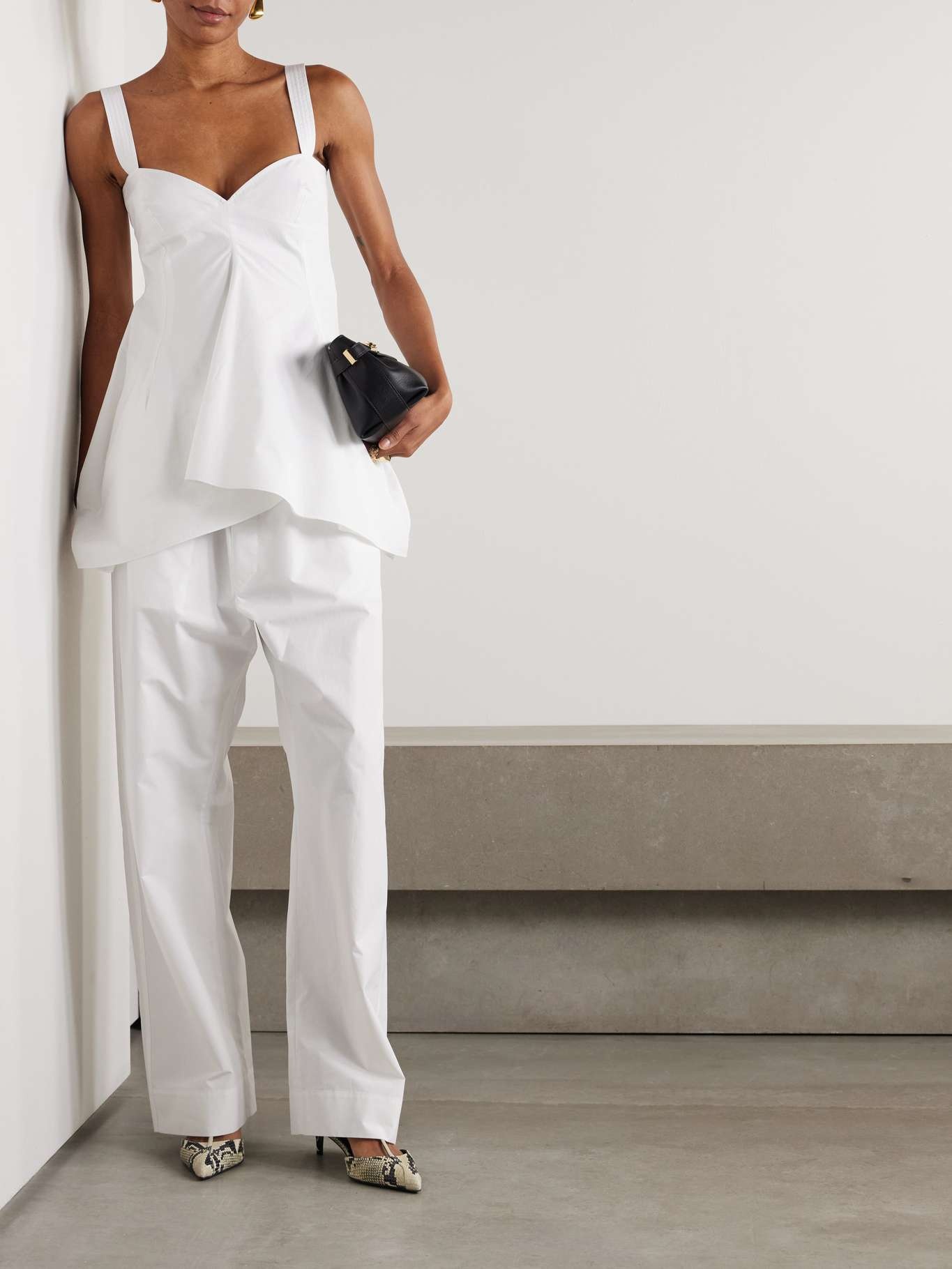 Cotton-poplin wide-leg pants White - 2