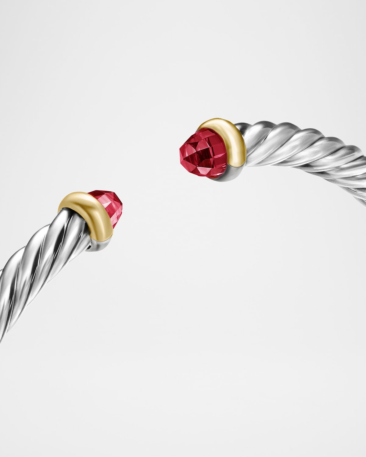 Cable Flex Bracelet with Gemstone in Silver and 14K Gold - 7