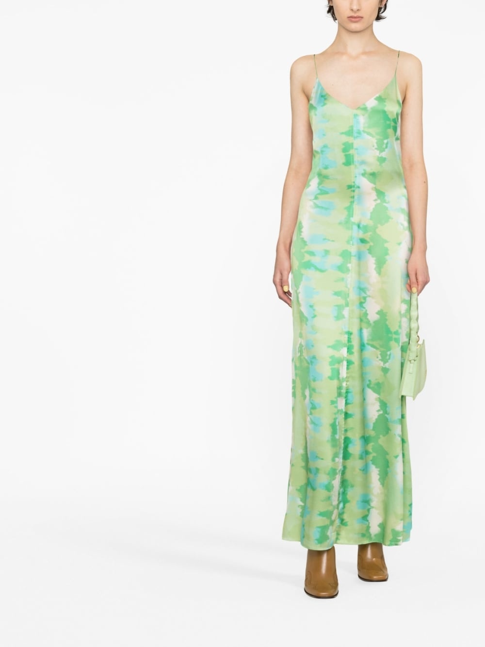 watercolour-print slip dress - 2