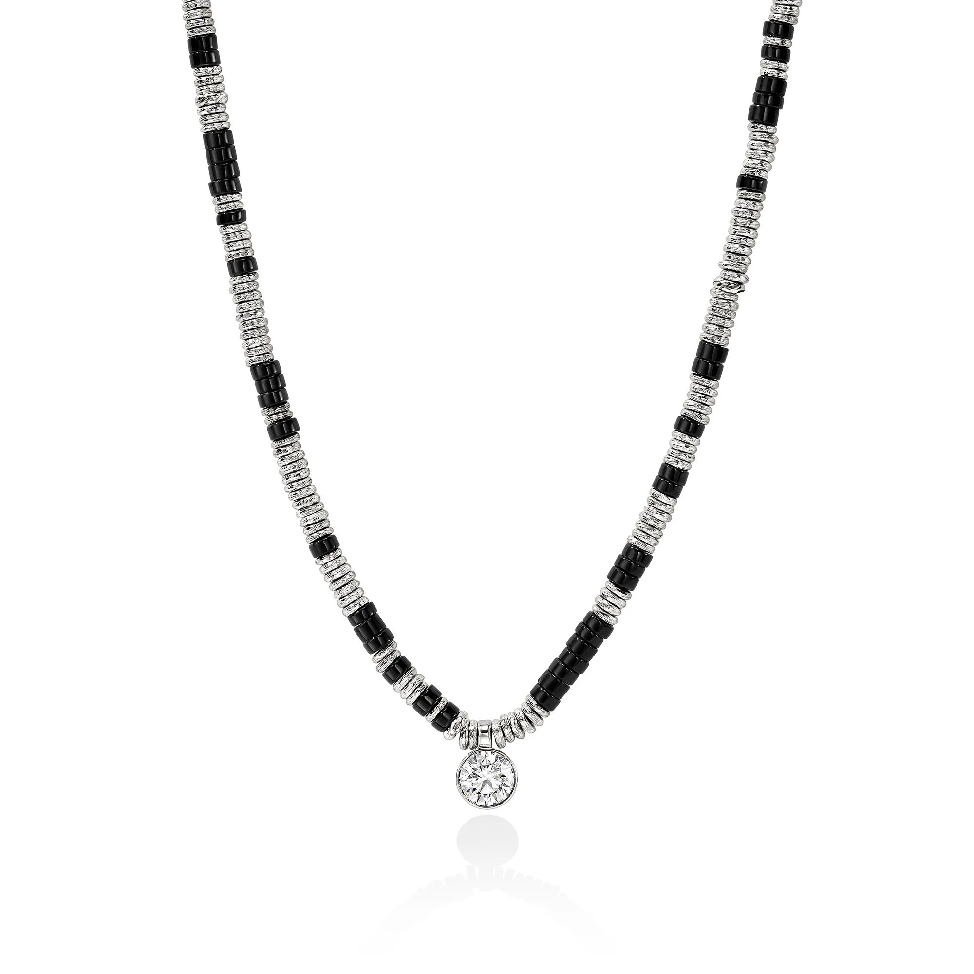 JH Lovestruck™ Heishi Pendant Necklace, Sterling Silver, Hardstones, Diamond, 1.25TCW - 1