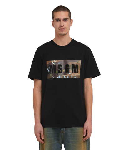 MSGM T-Shirt with box logo camo graphic outlook