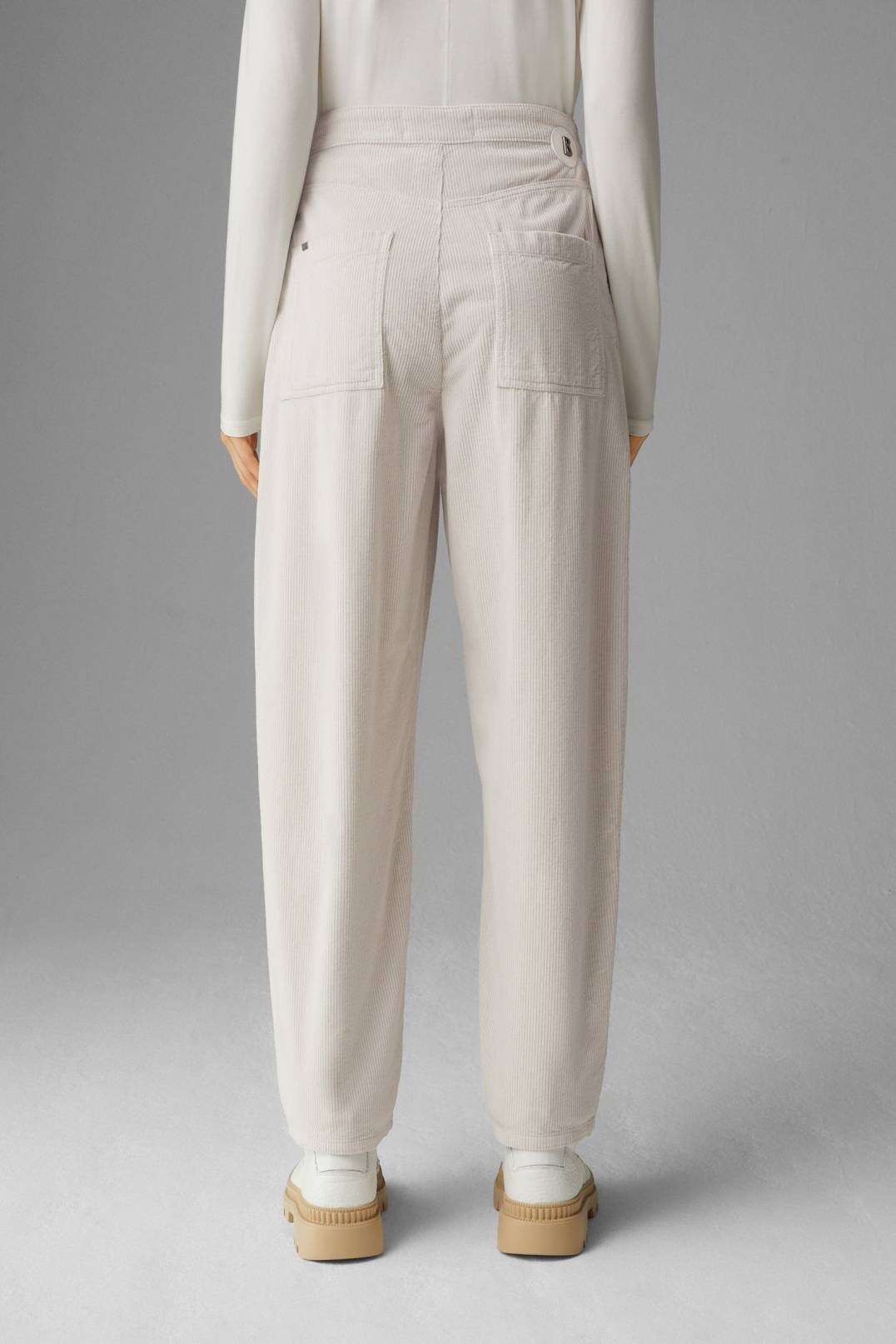 TISA TAPERED FIT CORDUROY PANTS IN OFF-WHITE - 3