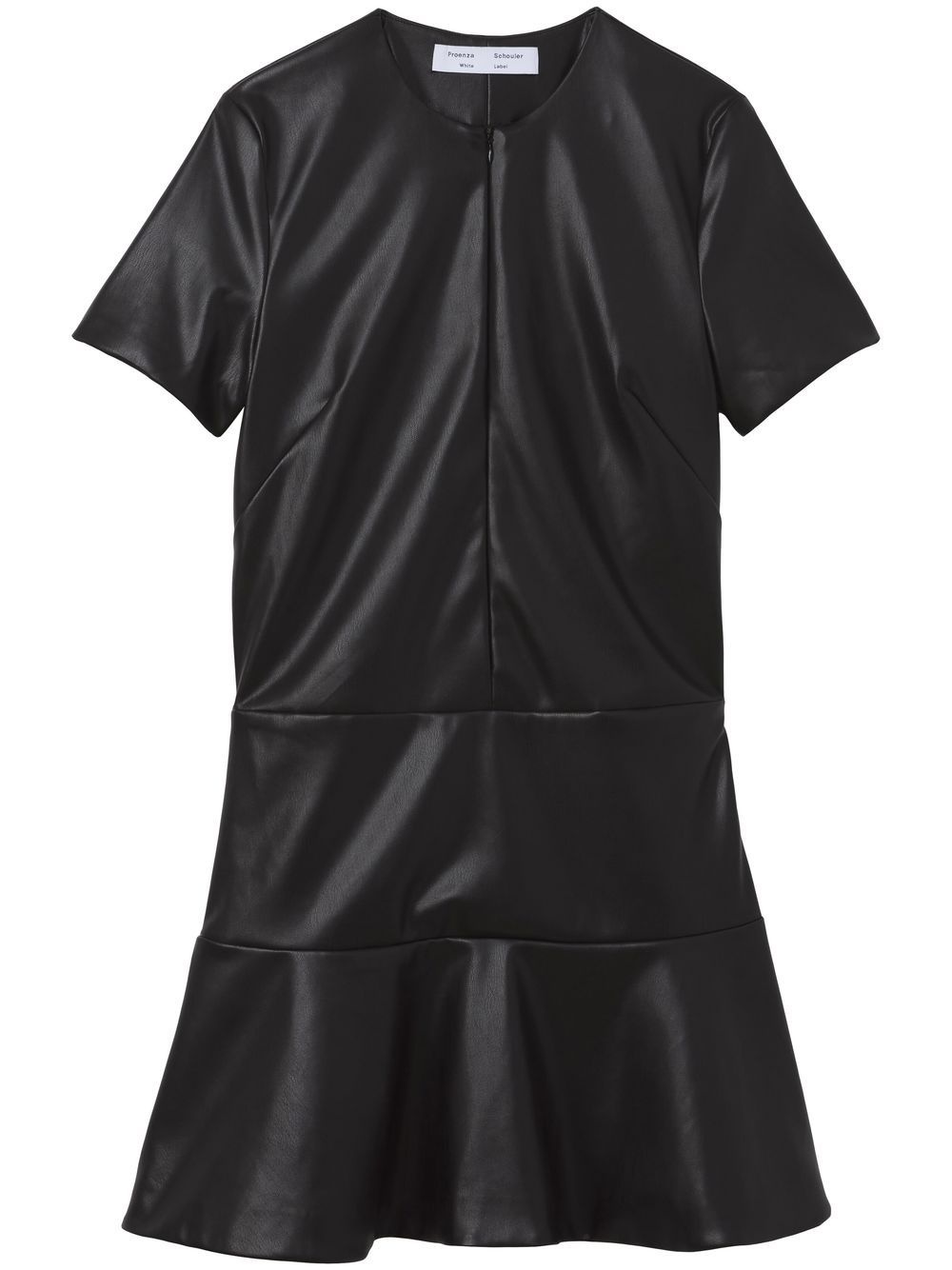 faux-leather ruffled mini dress - 1