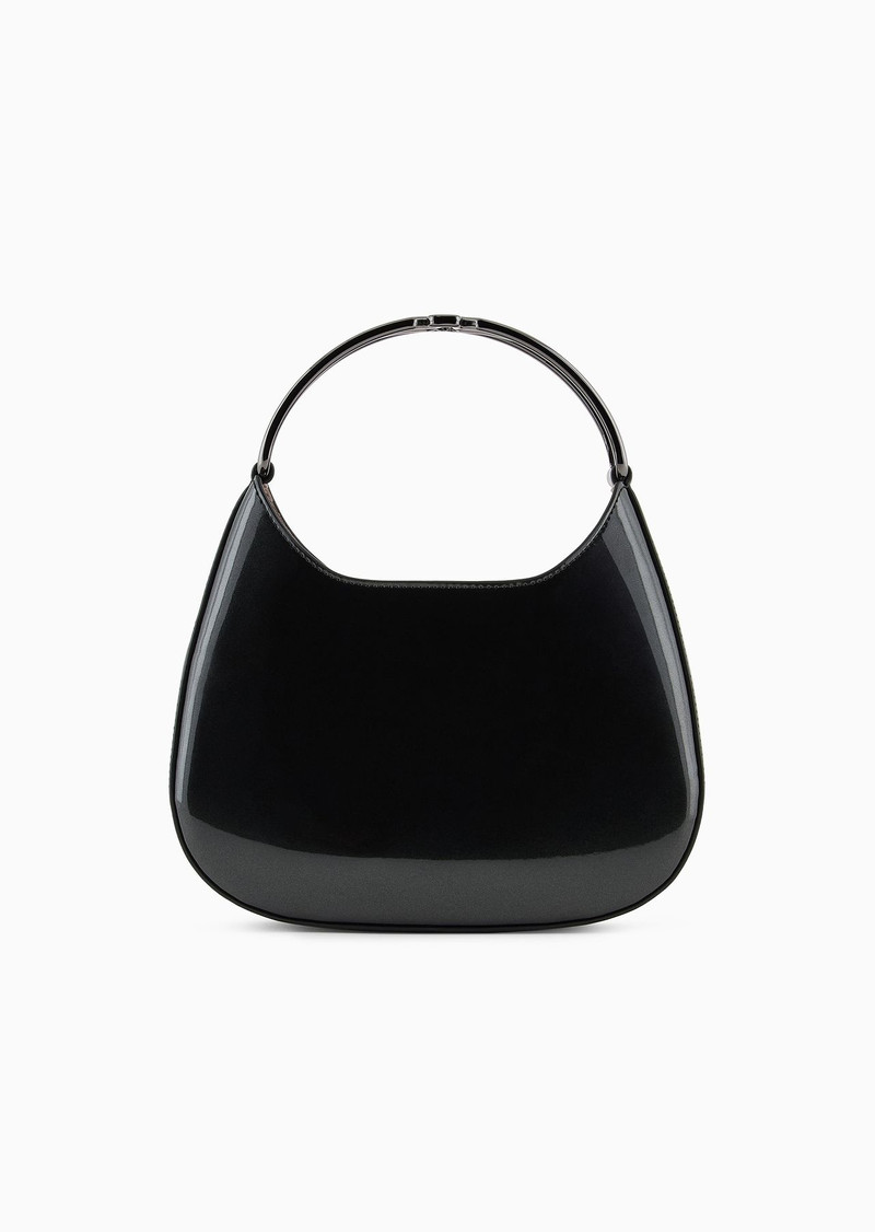 Small hobo bag in patent leather with logo metal handle 3