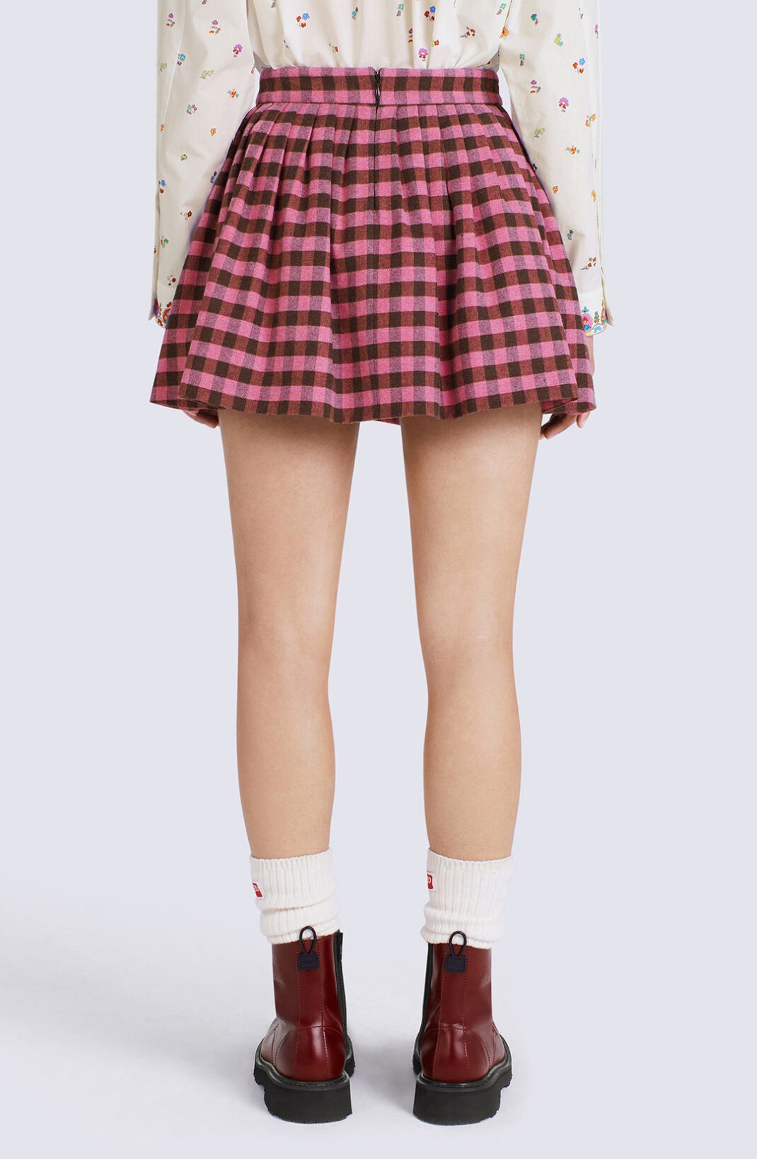 Flared gingham mini skirt - 5
