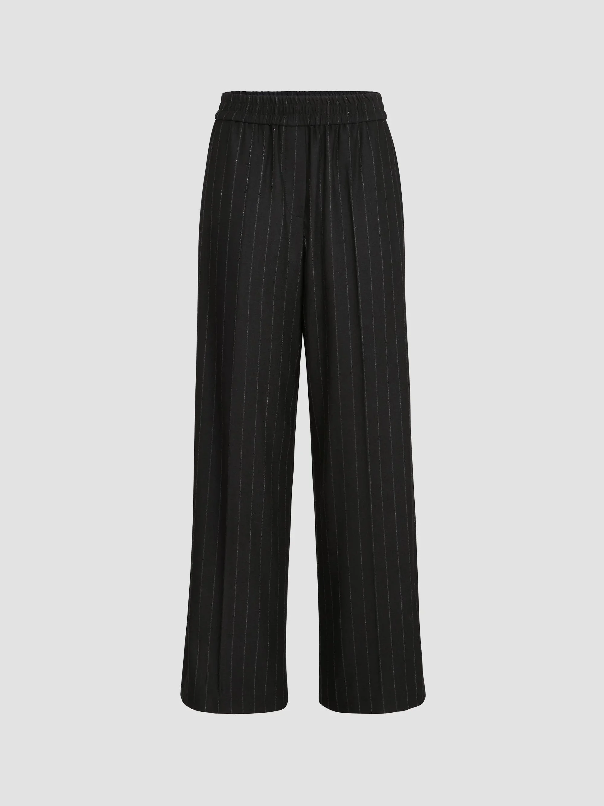 Women's Comfort Virgin Wool Dazzling Chalk Stripe Loose Track Trousers - Blue - 1