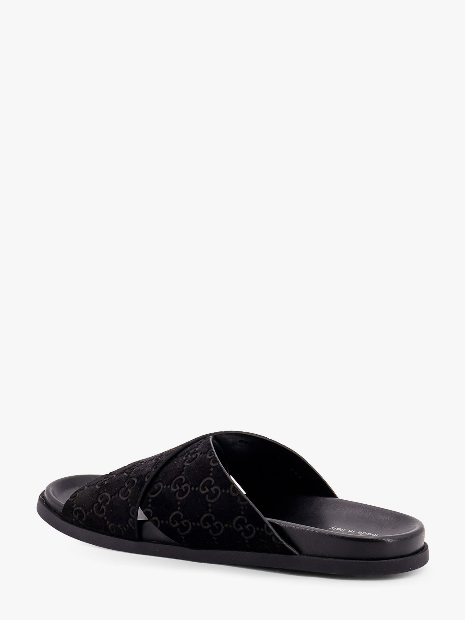 Gucci Men Leather Slides With All-Over Gg Motif - 3