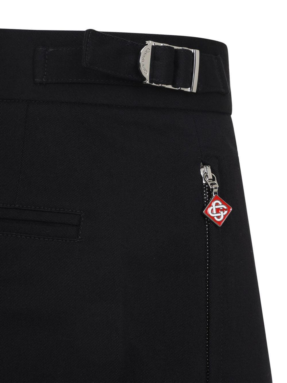 buckle-detail cotton trousers - 4