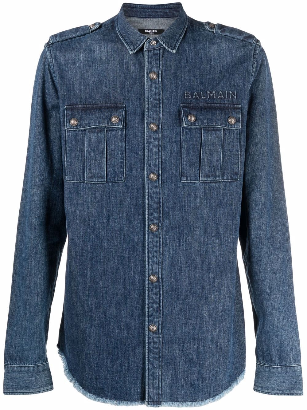 logo-embossed denim shirt - 1