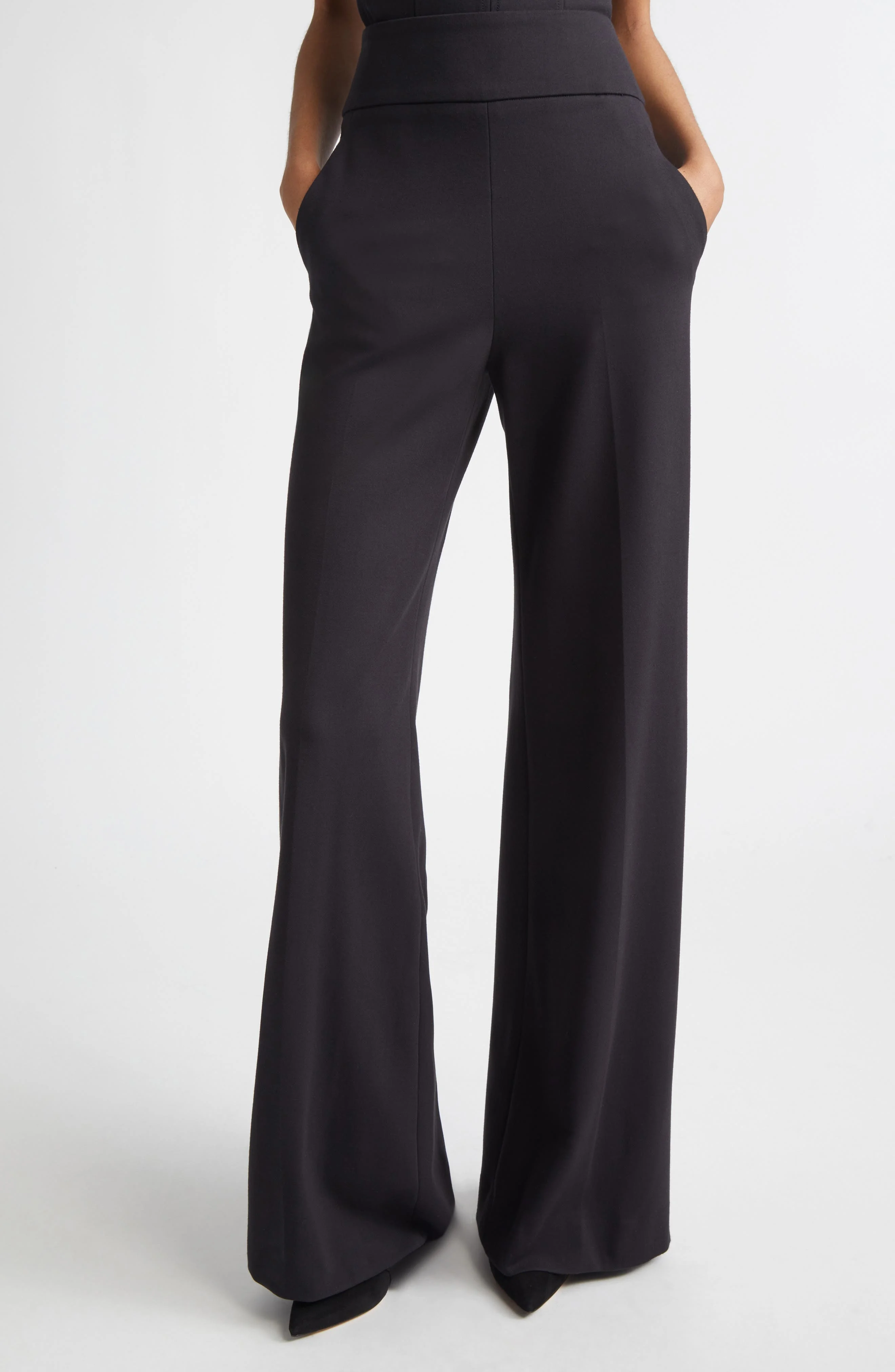 Veronica Beard Kalinda High Waist Ponte Wide Leg Pants in Black at Nordstrom - 1