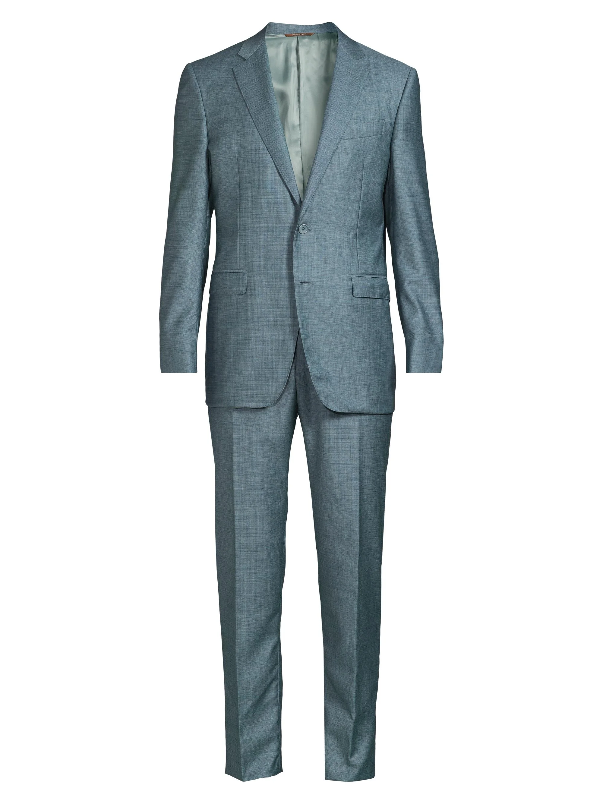 Men's Denim-Effect Wool Single-Breasted Suit - Green - 1
