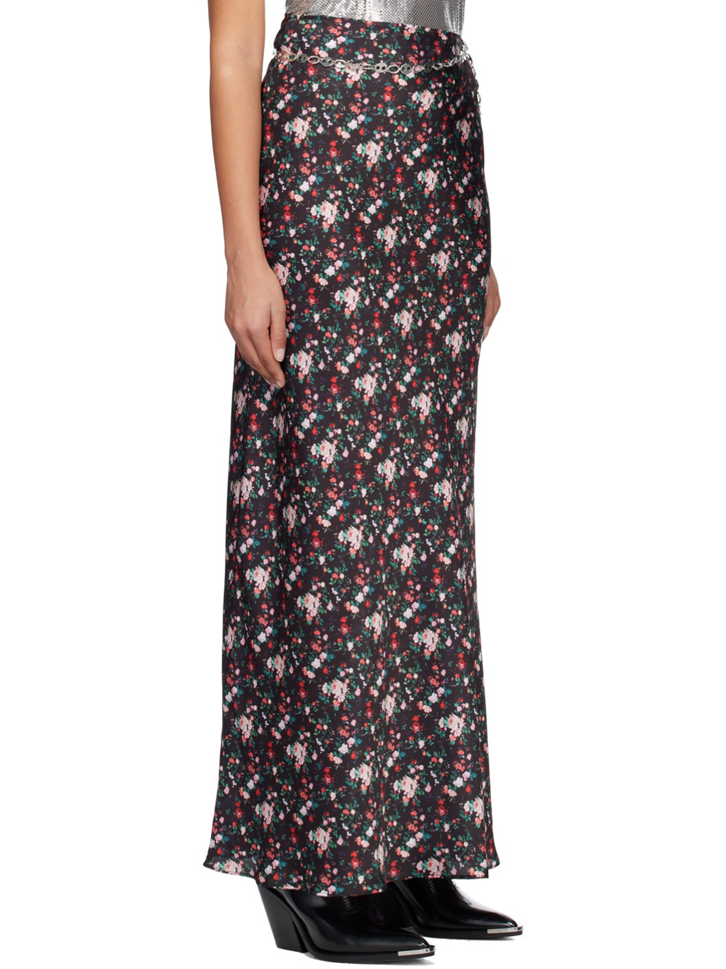 Black Chain Midi Skirt - 2