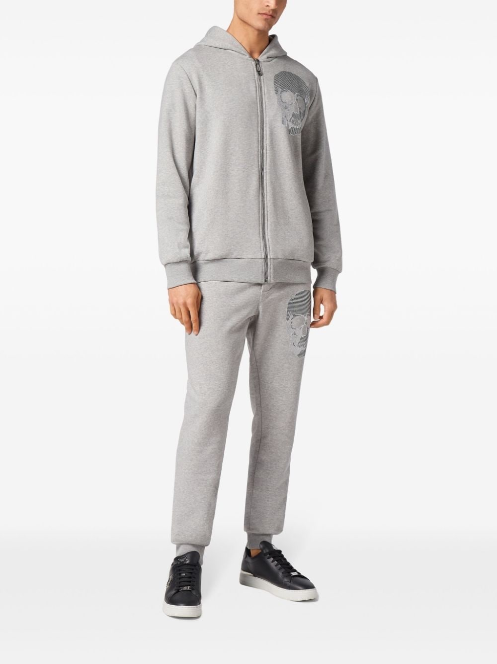 zip-up skull-embellished hoodie - 2