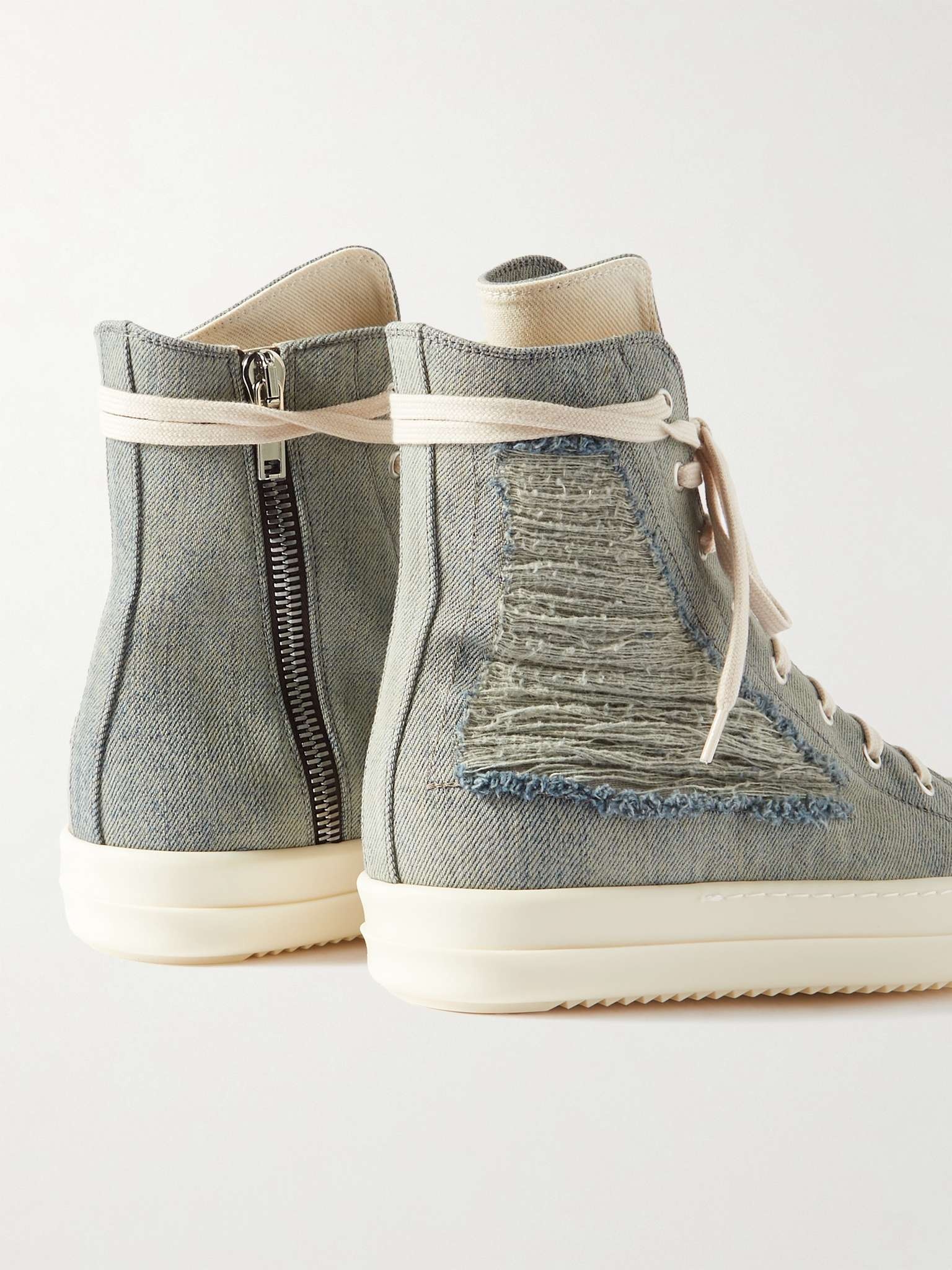 Distressed Denim High-Top Sneakers - 5