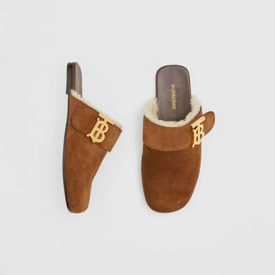 Burberry Monogram Detail Shearling-lined Suede Mules outlook