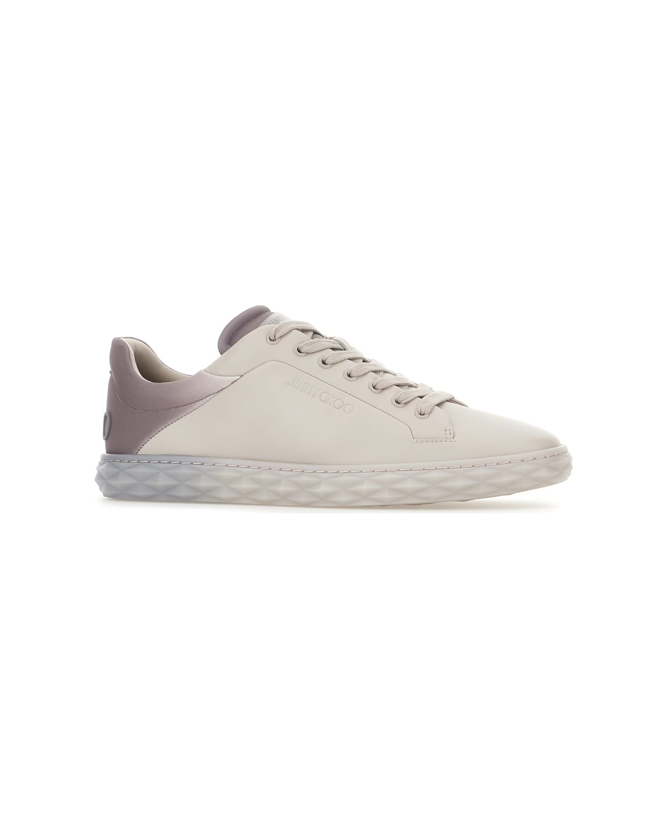 Light Grey Leather Diamond Light Sneakers - 2