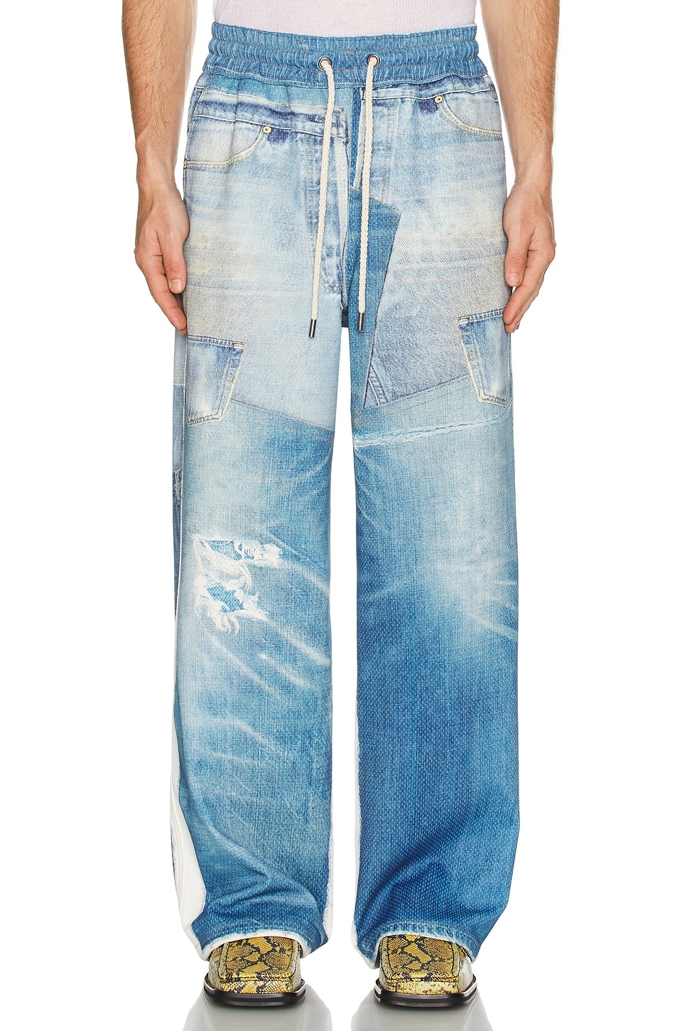 Unisex Denim Trompe LOeil Mesh Pants - 3