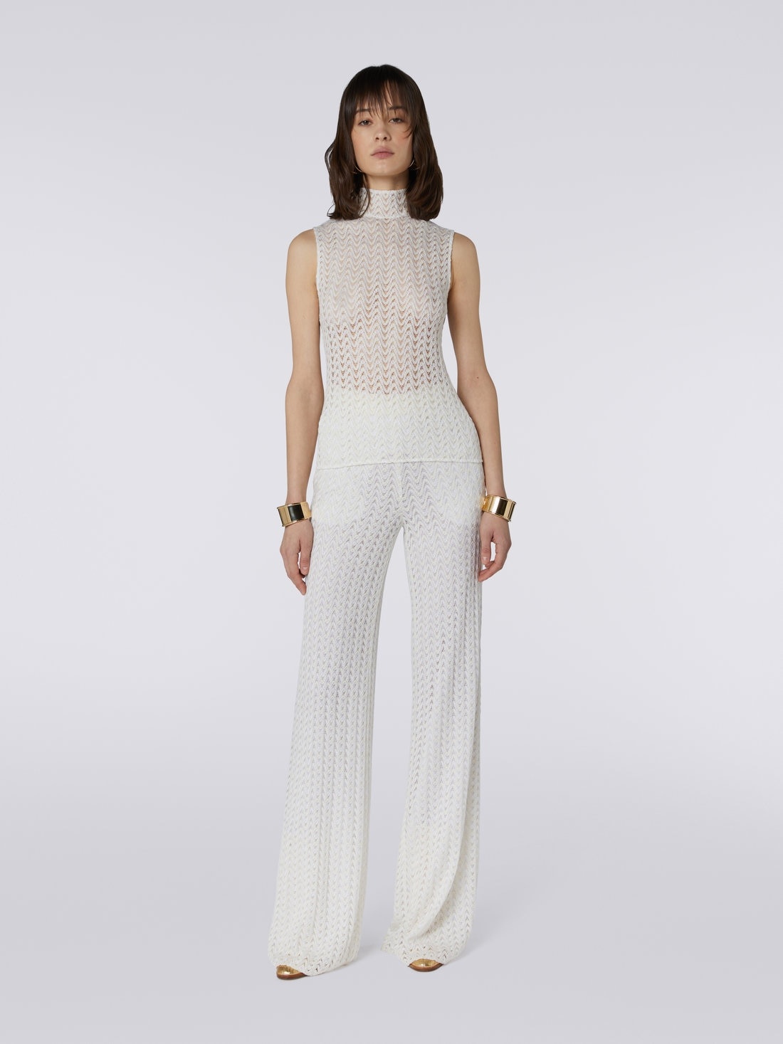 Raschel knit wool and viscose sleeveless top - 2