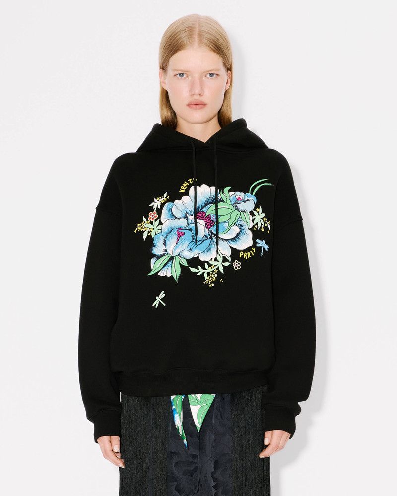 'KENZO Peonies' embroidered oversized hoodie in cotton 3