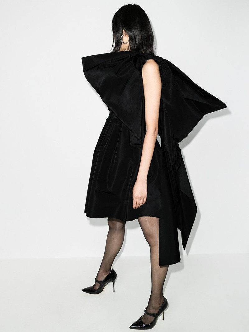 CAROLINA HERRERA one shoulder bow detail mini dress outlook