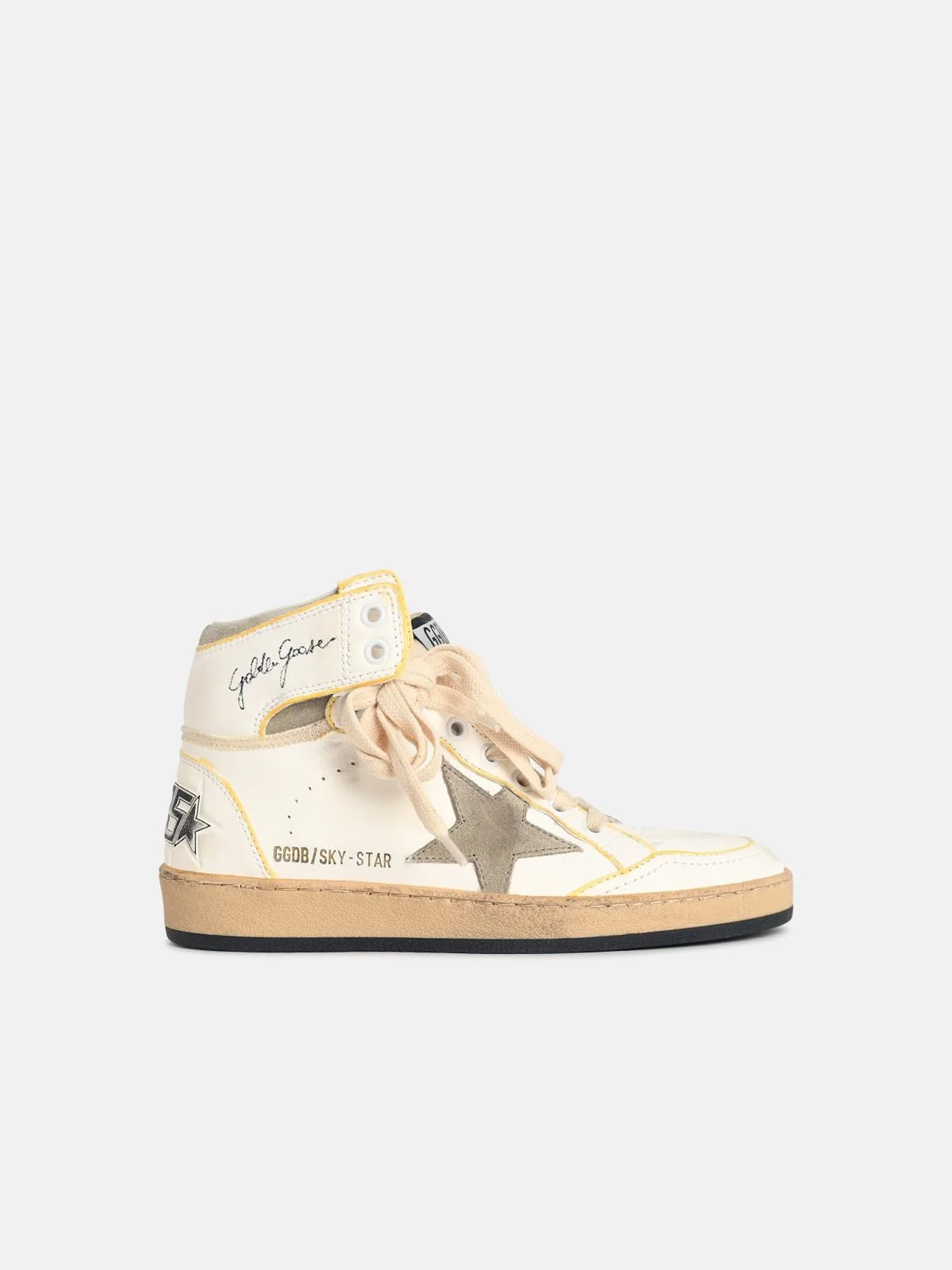 'SKY-STAR' WHITE NAPPA LEATHER SNEAKERS WITH 'TAUPE' STAR - 1