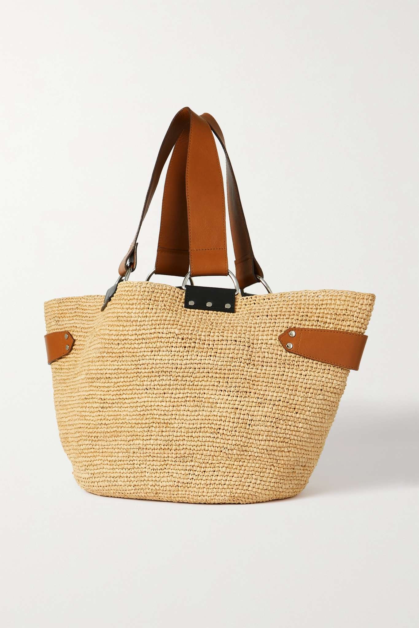 Bahiba leather-trimmed raffia tote - 3