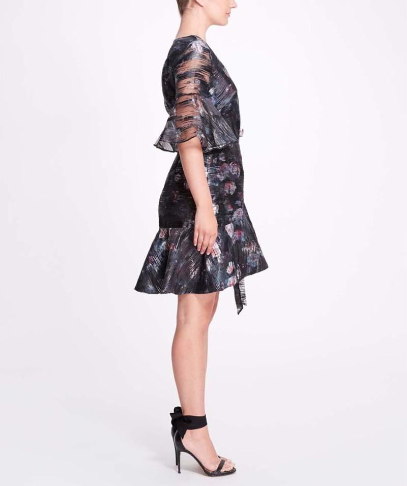 PRINTED FLORAL FIL COUPE WRAP MINI DRESS 1